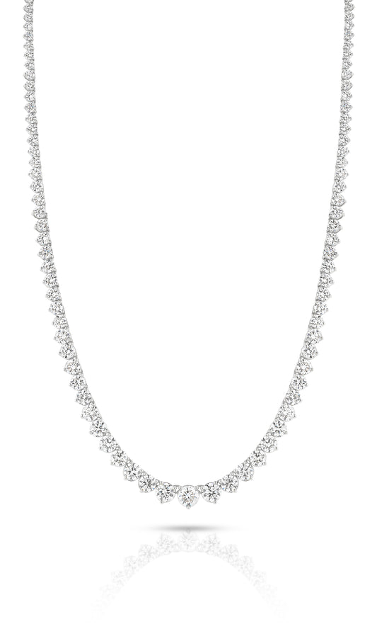 9kt White Gold 15.2ct LG Graduated Riviera Necklace