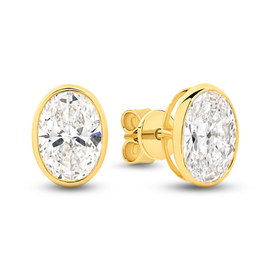 2.8ct LG Oval Cut Bezel Set Stud Earrings