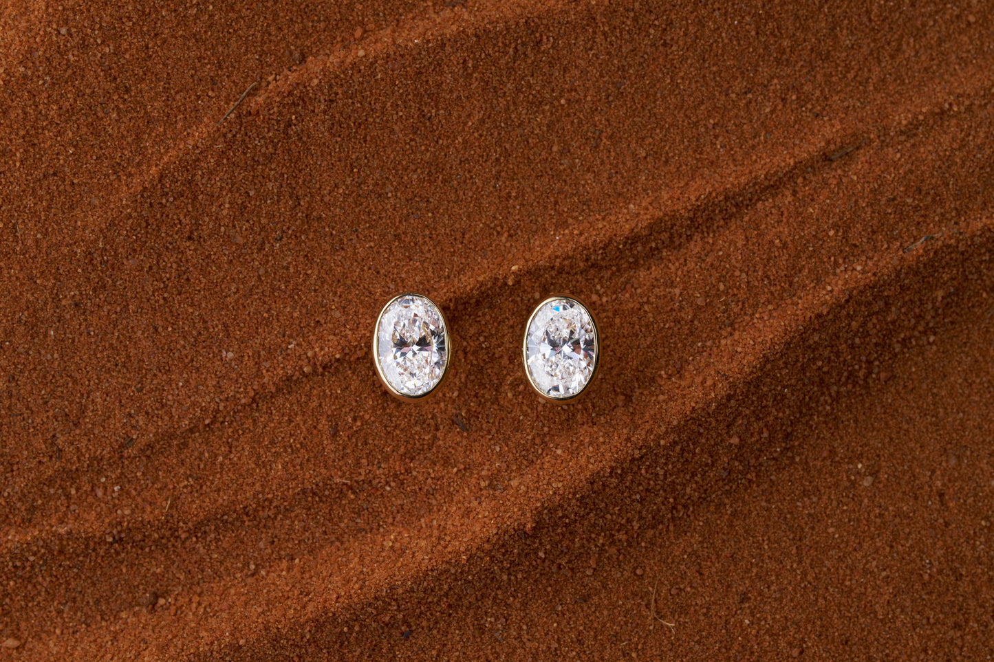 2.8ct LG Oval Cut Bezel Set Stud Earrings