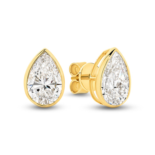 2.9ct LG Pear Cut Bezel Set Stud Earrings