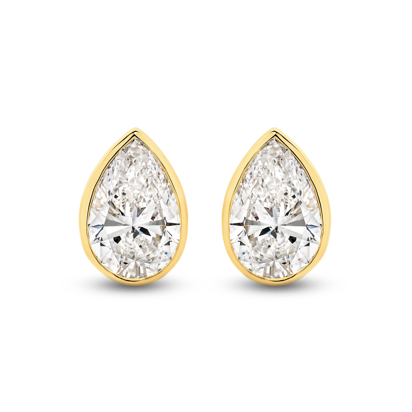 2.9ct LG Pear Cut Bezel Set Stud Earrings