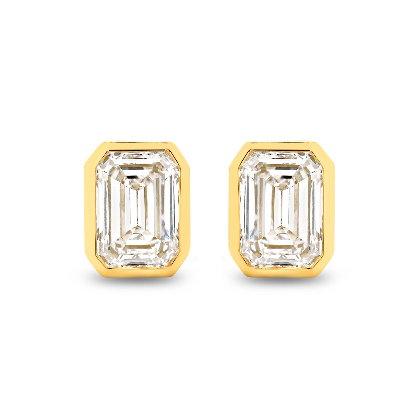 2ct LG Emerald Cut Bezel Set Stud Earrings