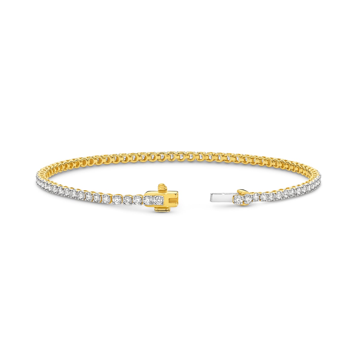 18kt Gold 2ct Natural Round Cut Diamond Tennis Bracelet