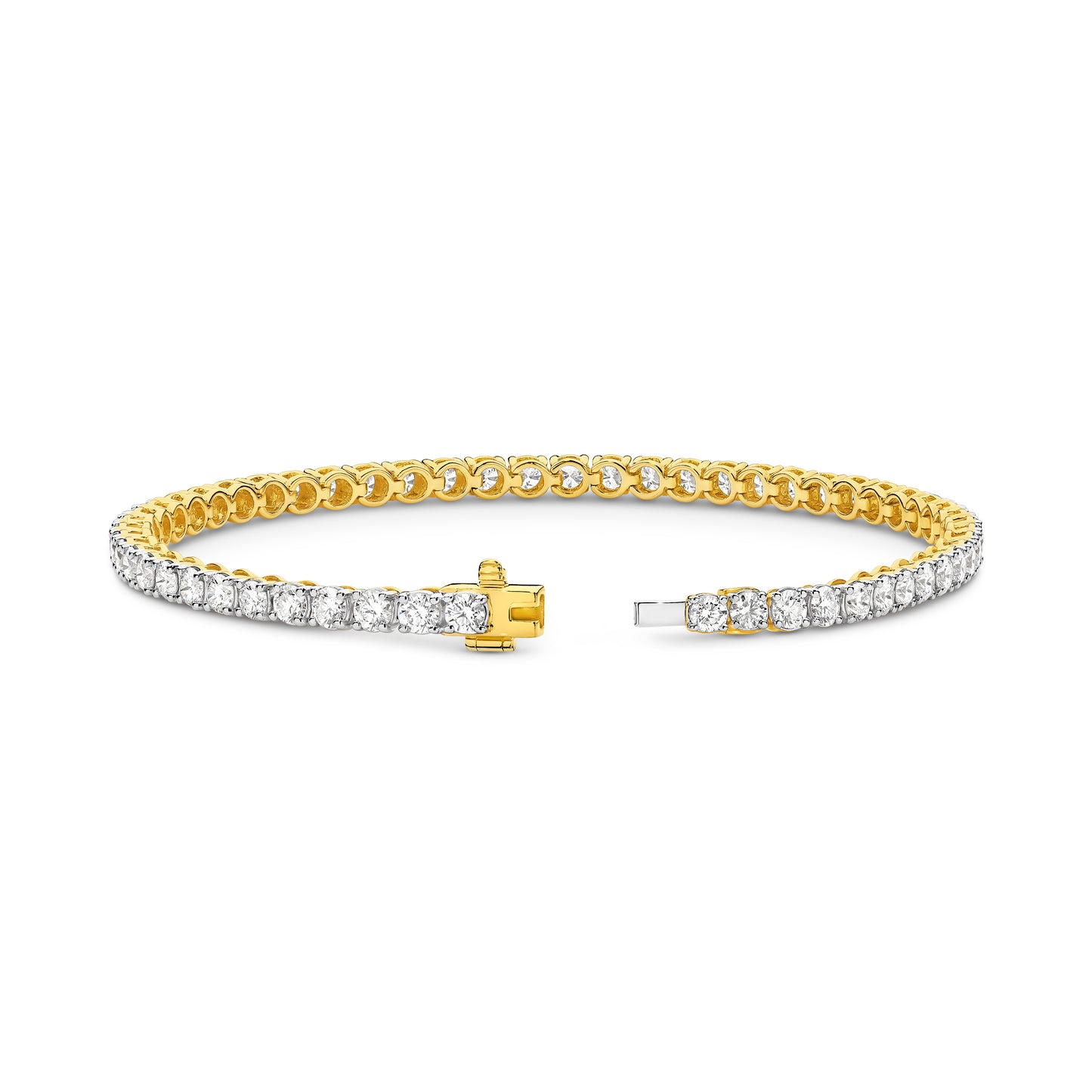 18kt Gold 5ct Natural Round Cut Diamond Tennis Bracelet