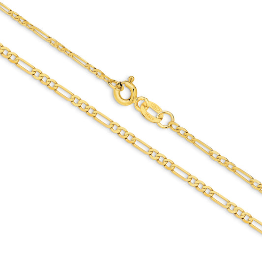 Yellow Gold Diamond Cut Figaro 1+3 Chain