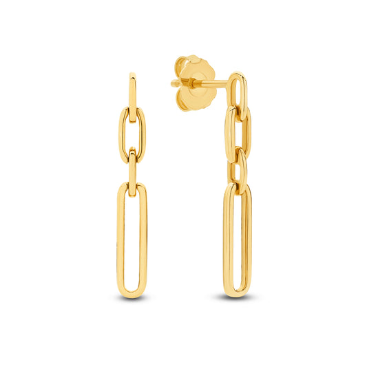 Yellow Gold Paperclip Drop Earrings