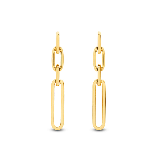 Yellow Gold Paperclip Drop Earrings