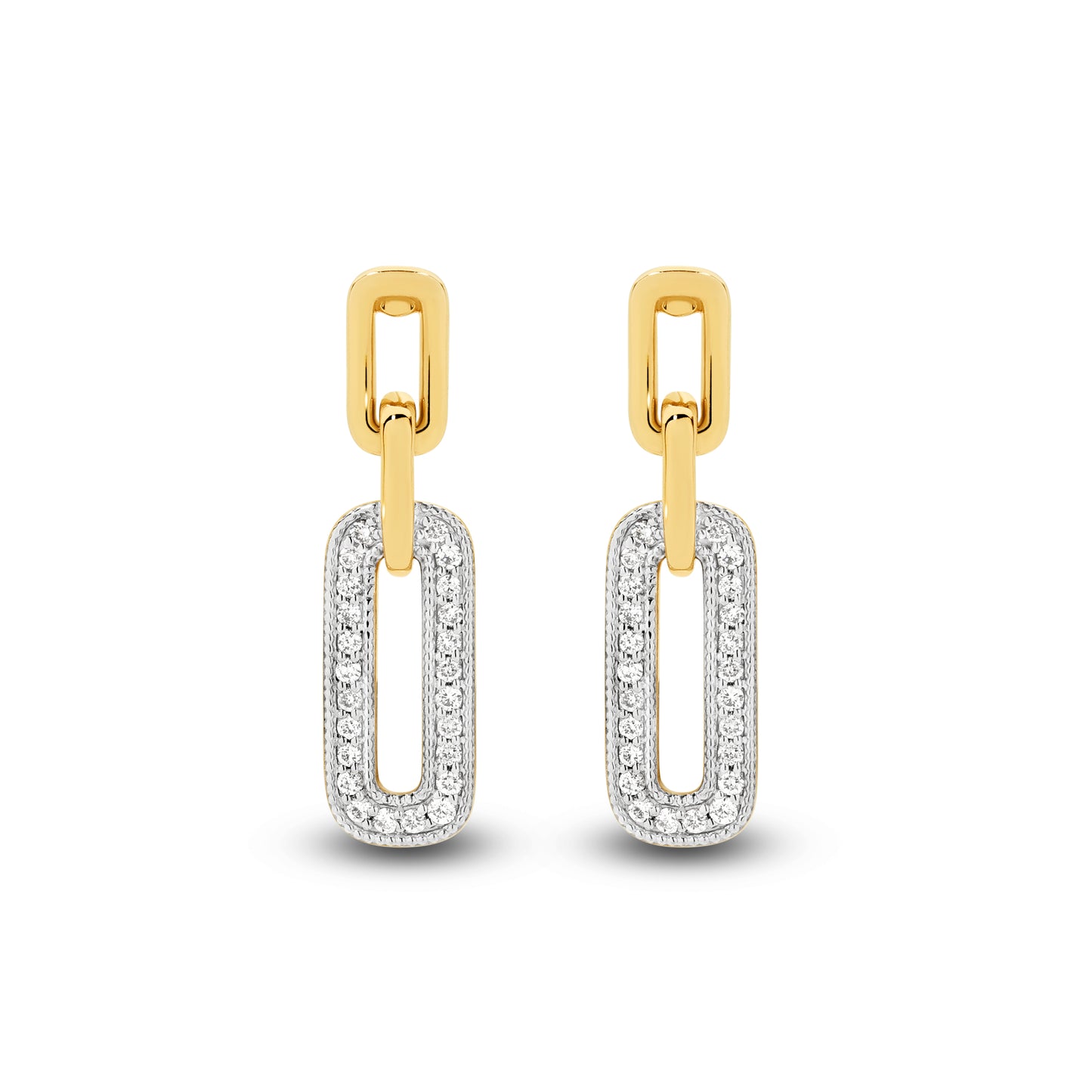 Yellow Gold and White Gold set Drop Earrings