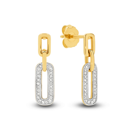 Yellow Gold and White Gold set Drop Earrings