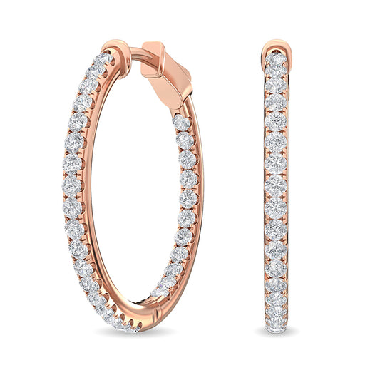 18kt Gold Lab Grown Diamond Hoop Earrings