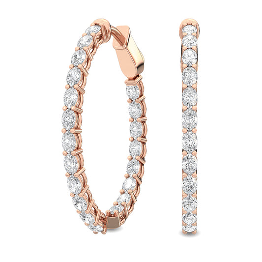 18kt Gold Oval Cut Lab Grown Diamond Hoop Earrings