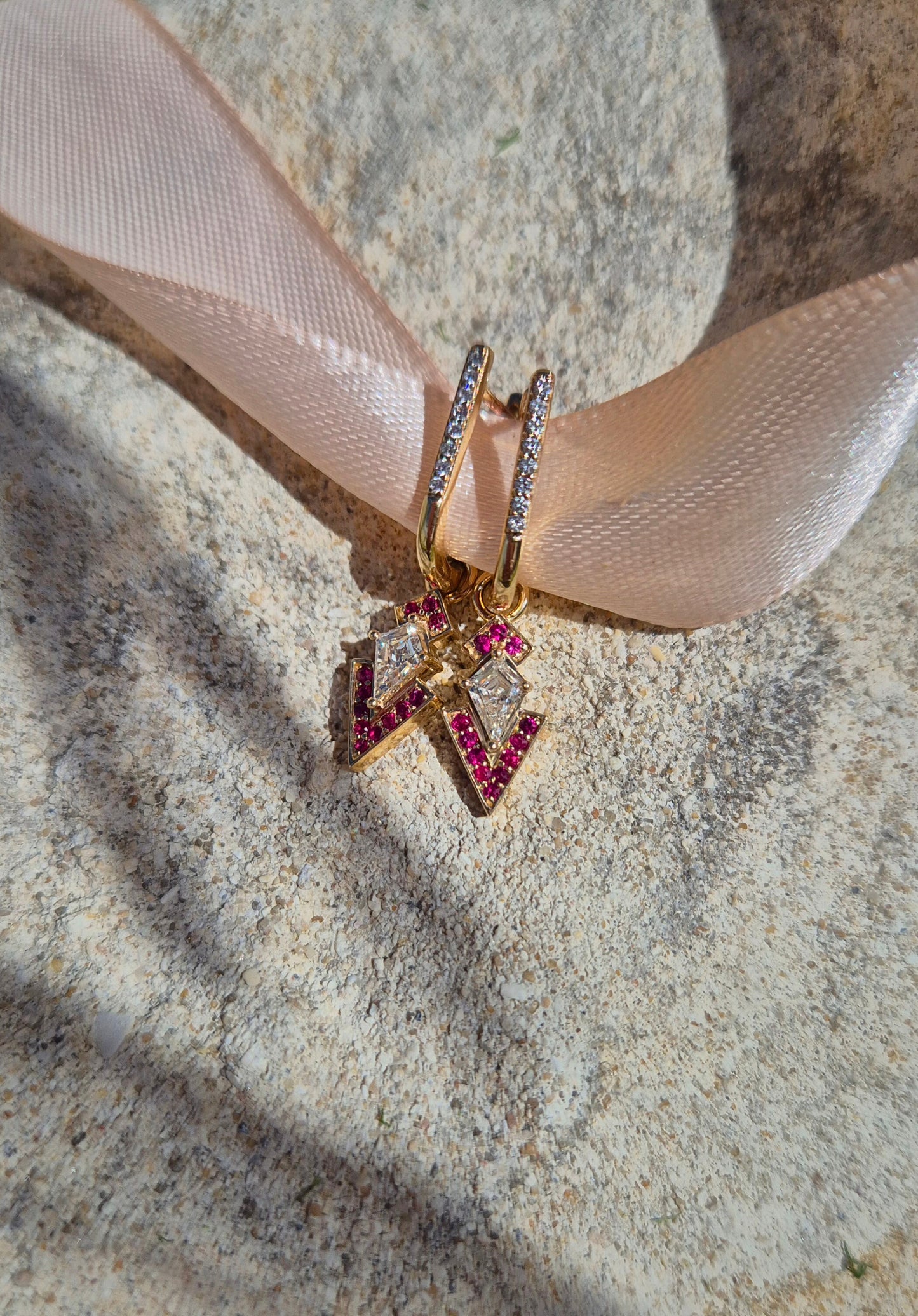 LG Kite Diamond Drop Enhancers with Natural Rubies