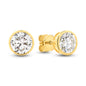 18kt Gold 1.9ct LG Round Cut Bezel Set Stud Earrings