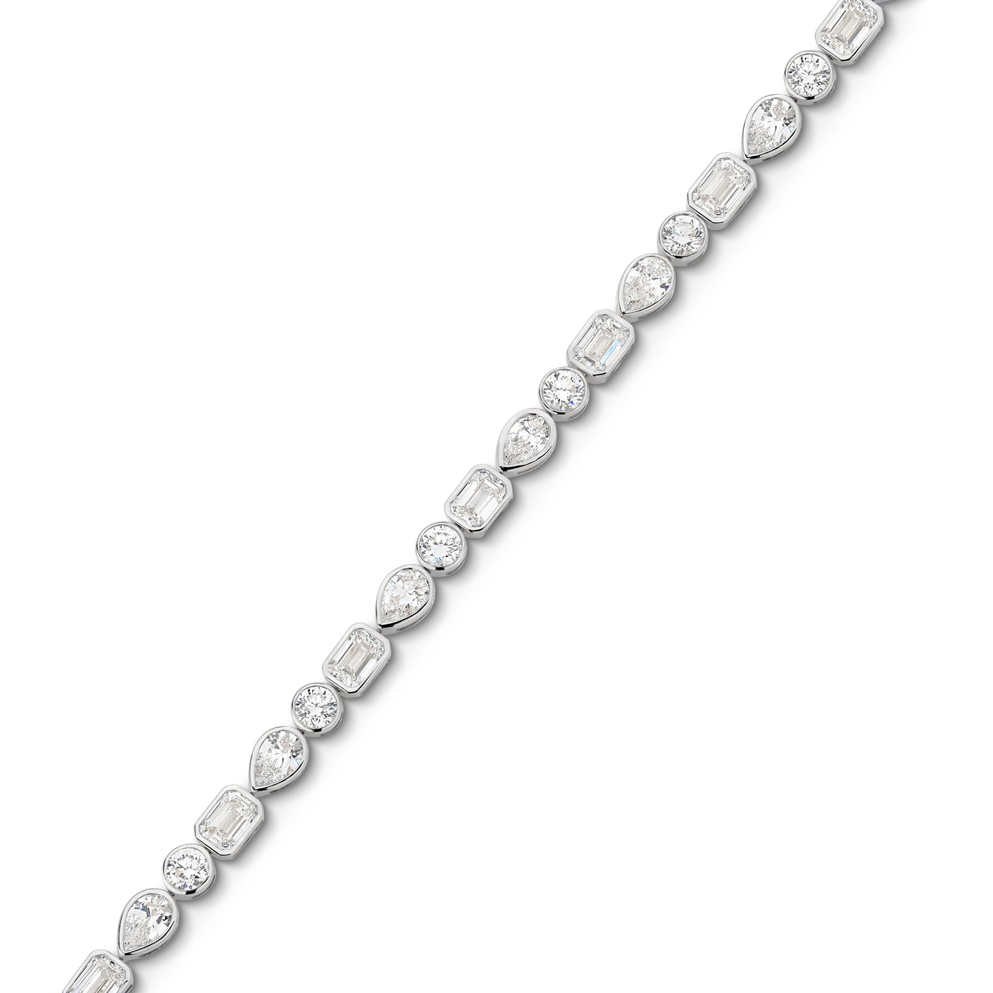 9kt Gold 10.3ct Lab-Grown Mixed Shape Bezel Tennis Bracelet