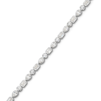 9kt Gold 10.3ct Lab-Grown Mixed Shape Bezel Tennis Bracelet