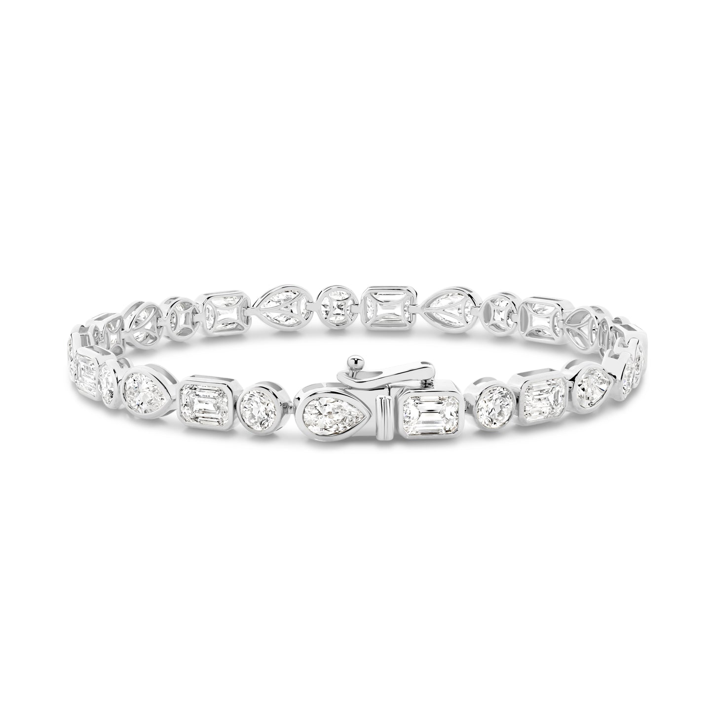 9kt Gold 10.3ct Lab-Grown Mixed Shape Bezel Tennis Bracelet