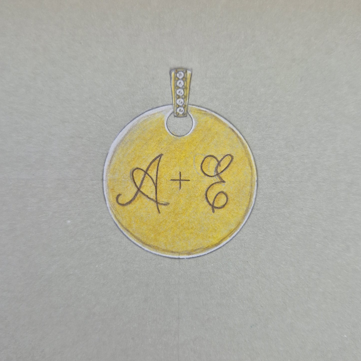 Initials with LG Round Diamonds Pendant