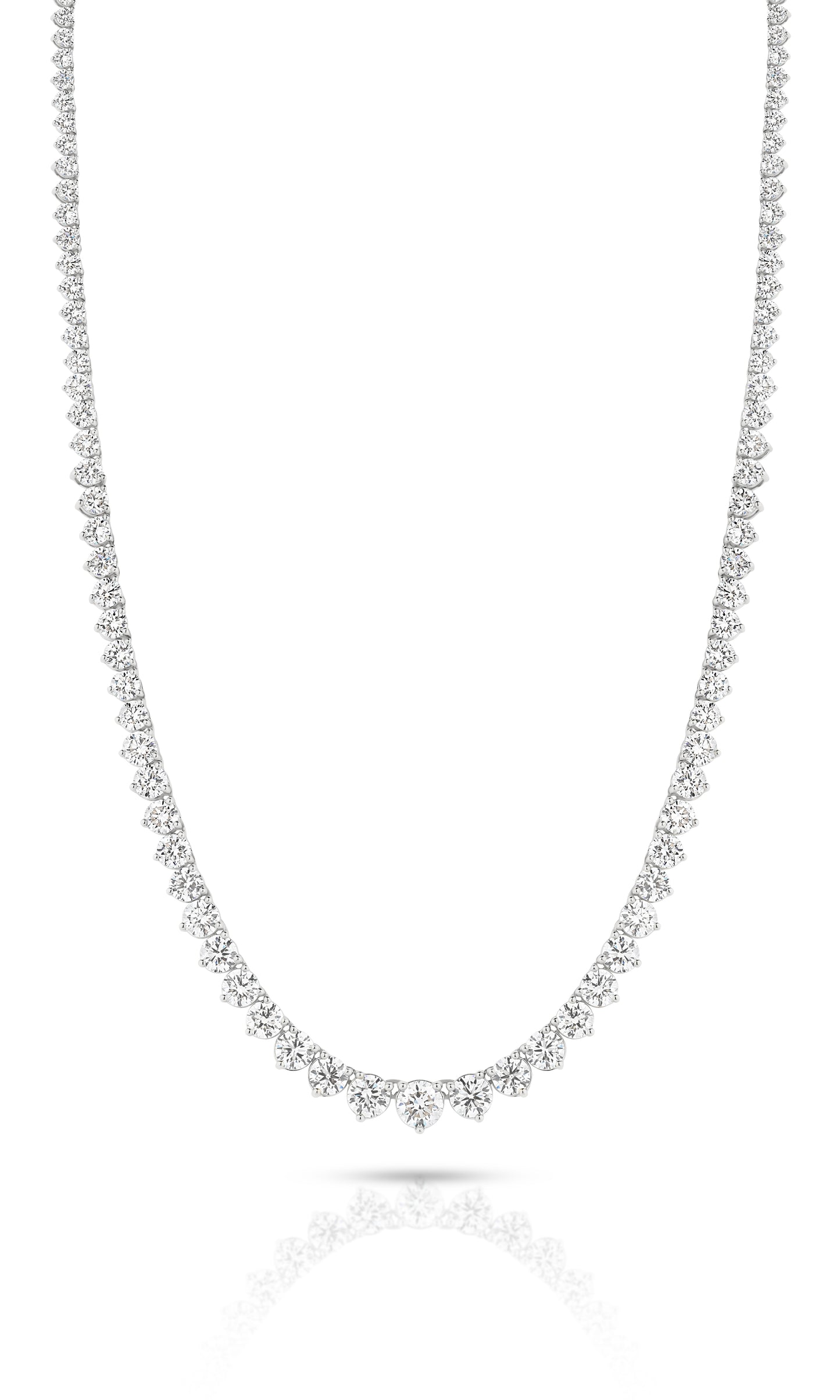 9kt White Gold 15.2ct LG Graduated Riviera Necklace