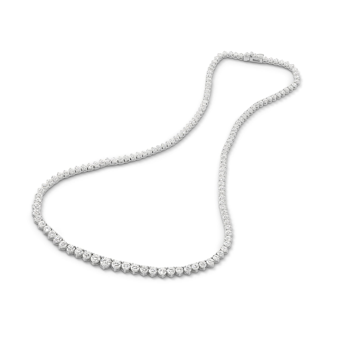 9kt White Gold 15.2ct LG Graduated Riviera Necklace