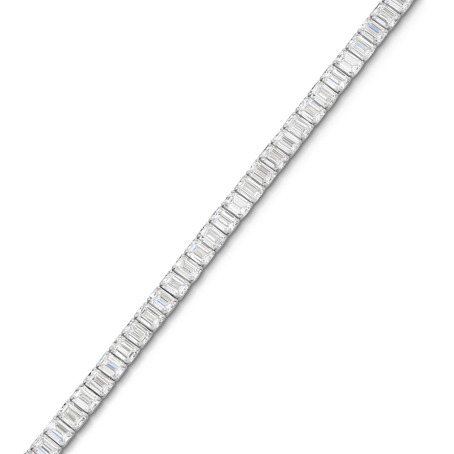 9kt Gold 15ct Lab-Grown Emerald Cut Bezel Tennis Bracelet