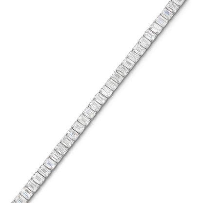 9kt Gold 15ct Lab-Grown Emerald Cut Bezel Tennis Bracelet