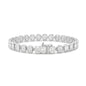 9kt Gold 15ct Lab-Grown Emerald Cut Bezel Tennis Bracelet