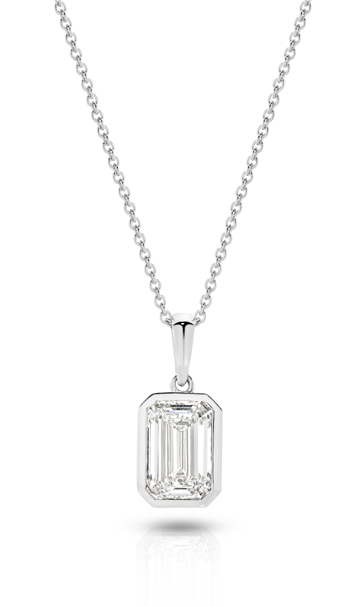 1ct LG Emerald Cut Bezel Pendant