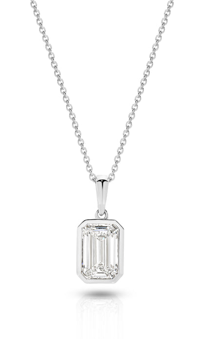 1ct LG Emerald Cut Bezel Pendant