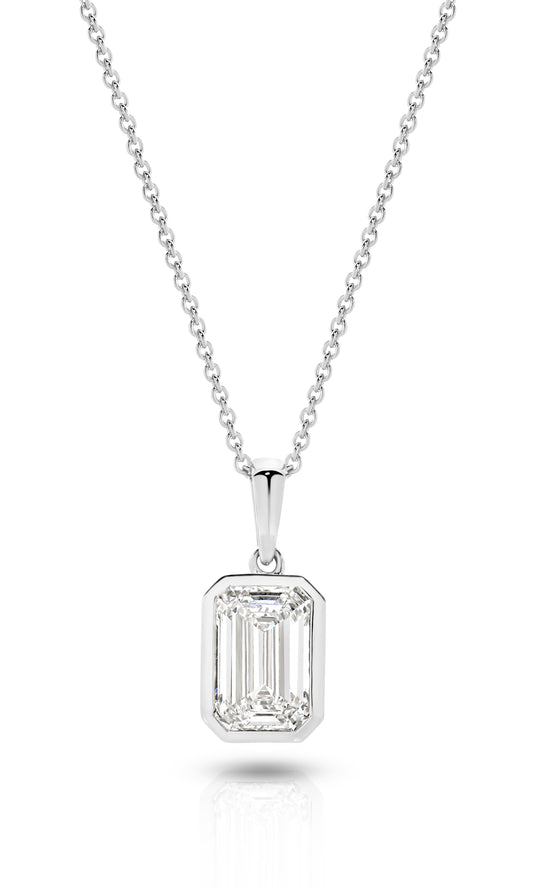 1ct LG Emerald Cut Bezel Pendant