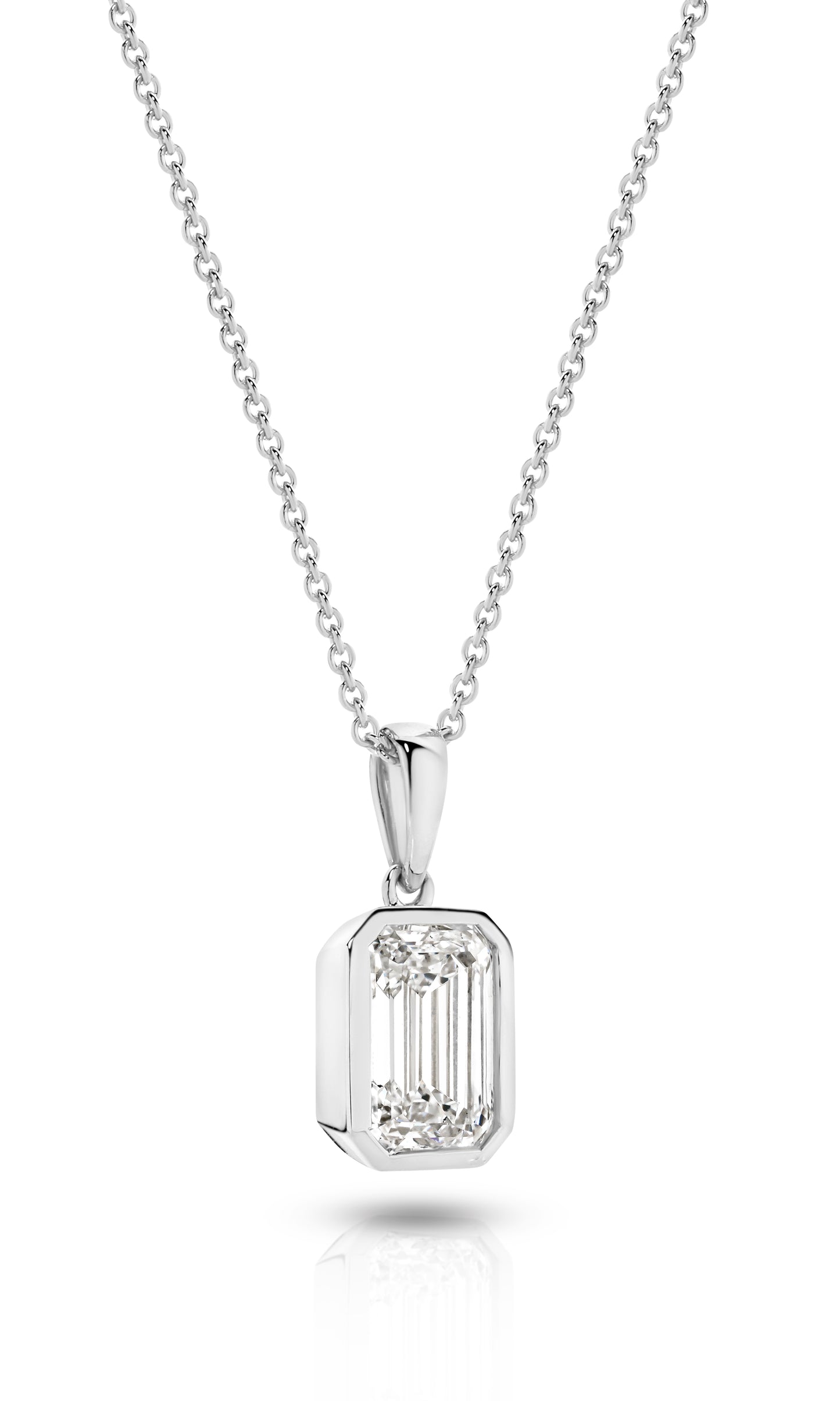 1ct LG Emerald Cut Bezel Pendant