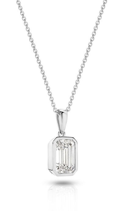1ct LG Emerald Cut Bezel Pendant