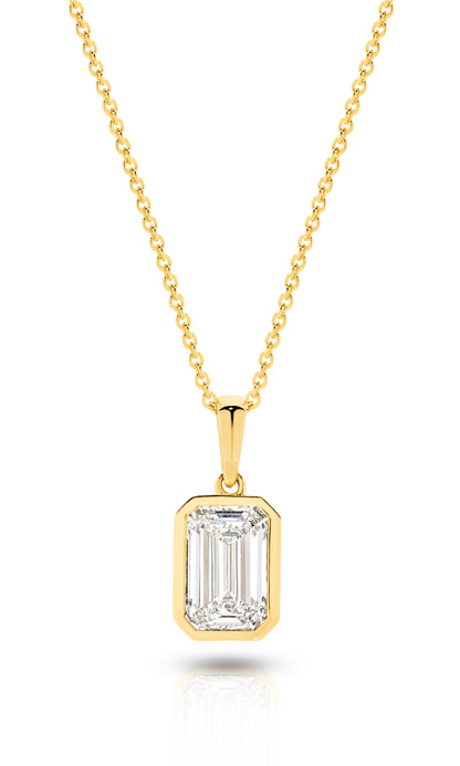 1ct LG Emerald Cut Bezel Pendant