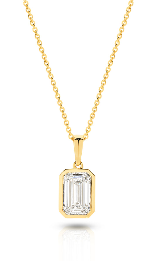 1ct LG Emerald Cut Bezel Pendant