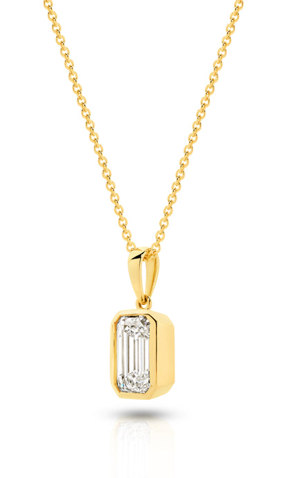 1ct LG Emerald Cut Bezel Pendant