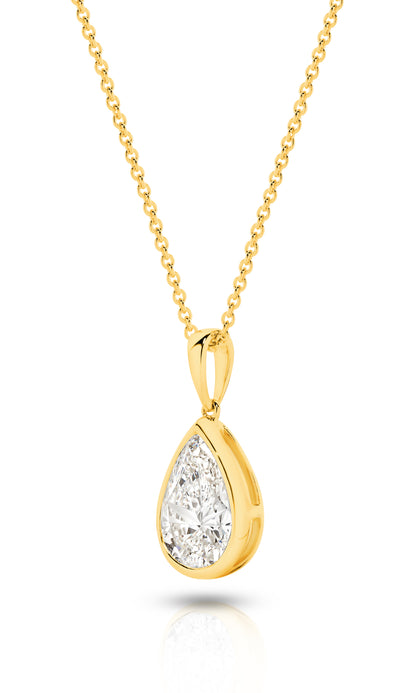 1ct LG Pear Cut Bezel Pendant