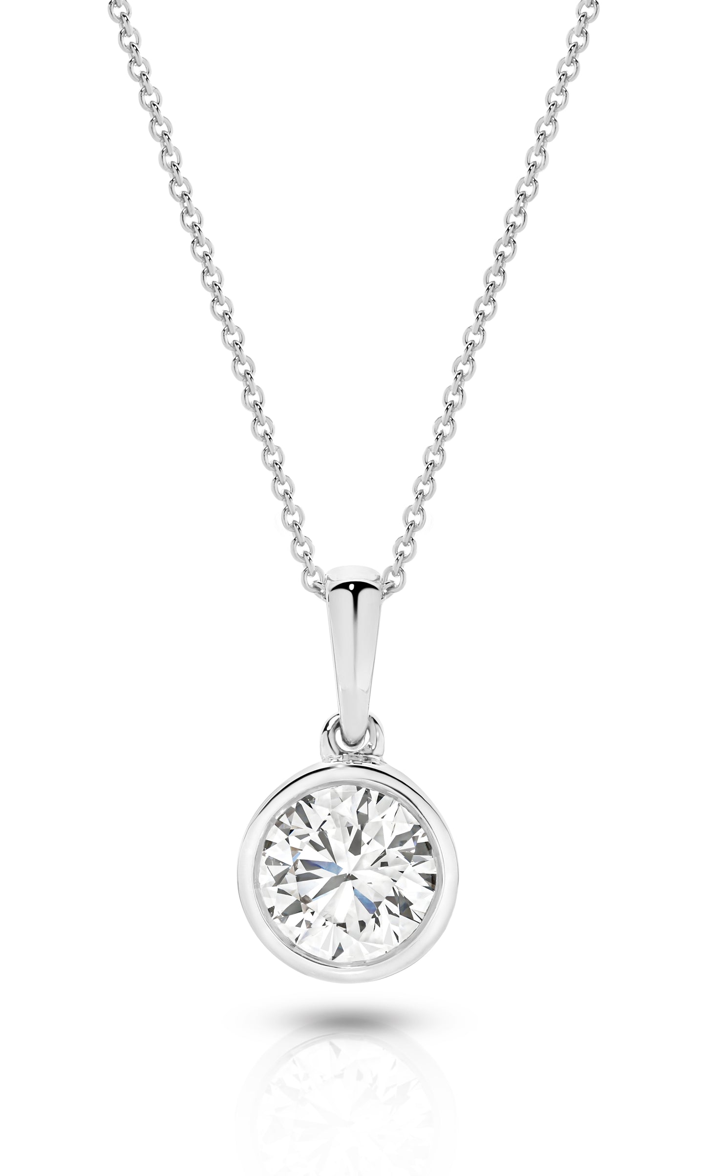 1ct LG Round Brilliant Cut Bezel Pendant