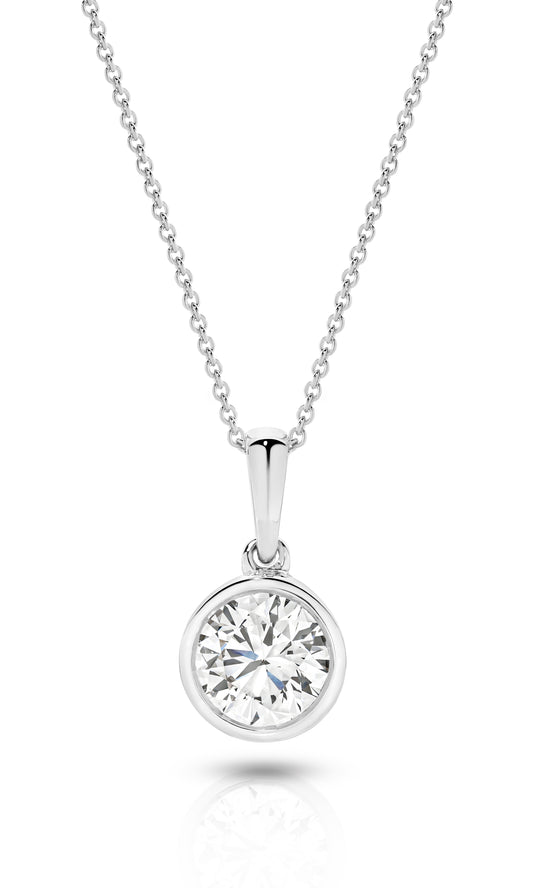 1ct LG Round Brilliant Cut Bezel Pendant