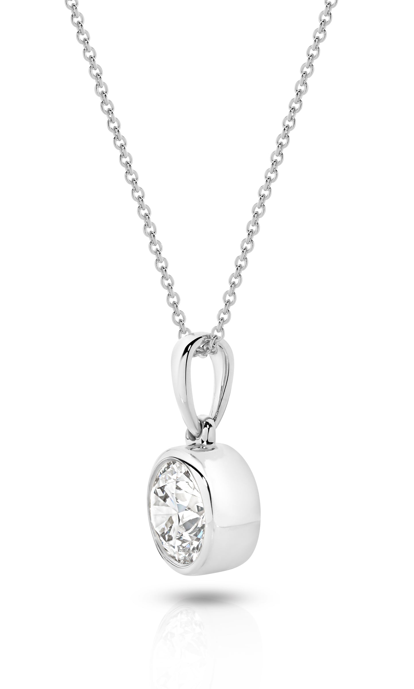 1ct LG Round Brilliant Cut Bezel Pendant
