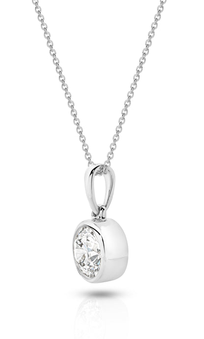 1ct LG Round Brilliant Cut Bezel Pendant