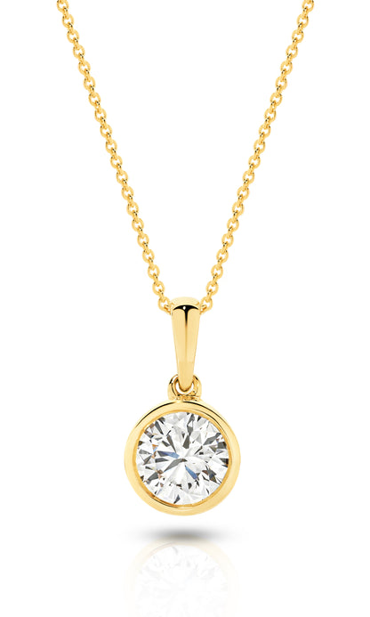 1ct LG Round Brilliant Cut Bezel Pendant
