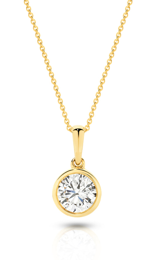 1ct LG Round Brilliant Cut Bezel Pendant