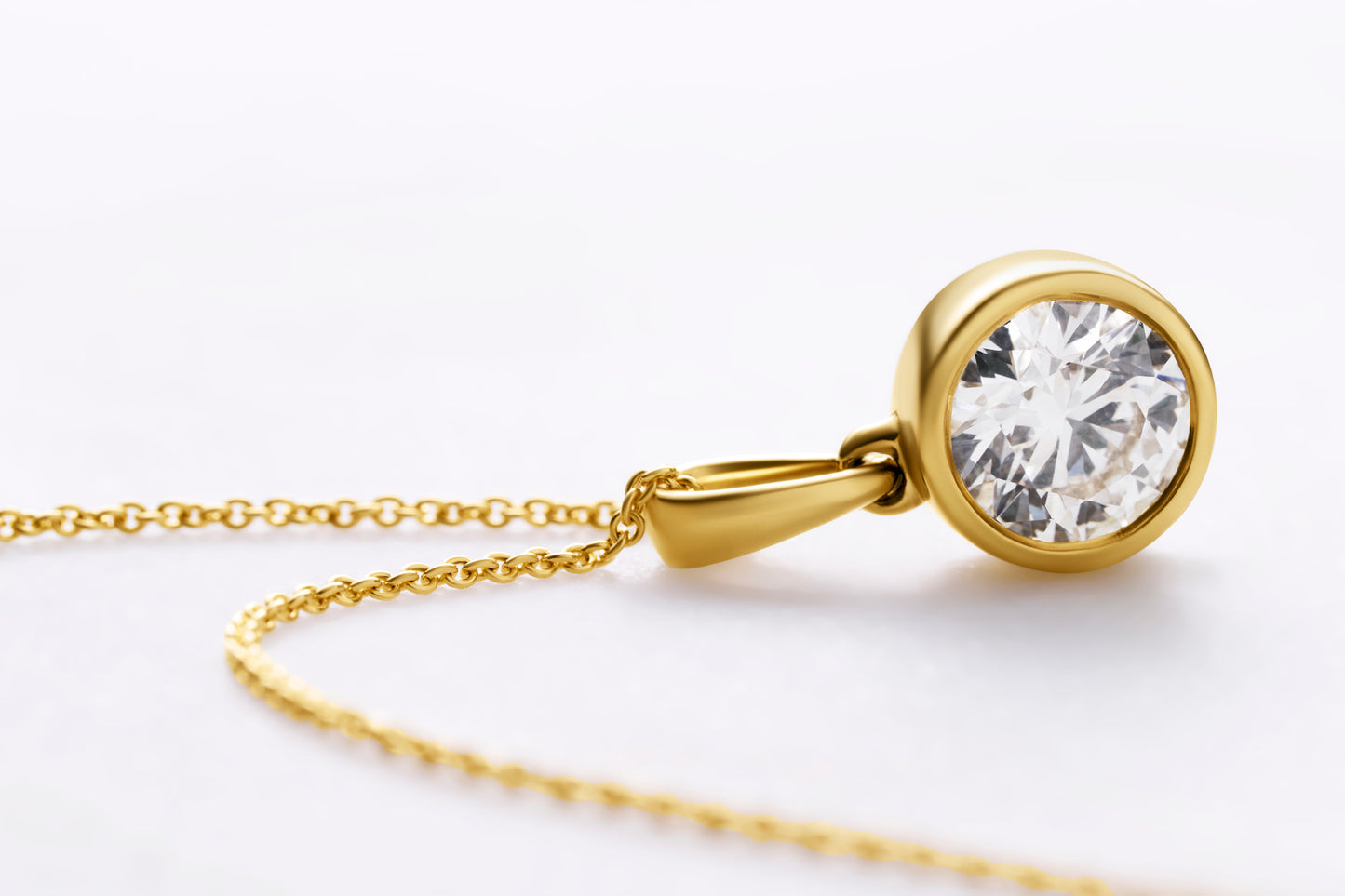 1ct LG Round Brilliant Cut Bezel Pendant