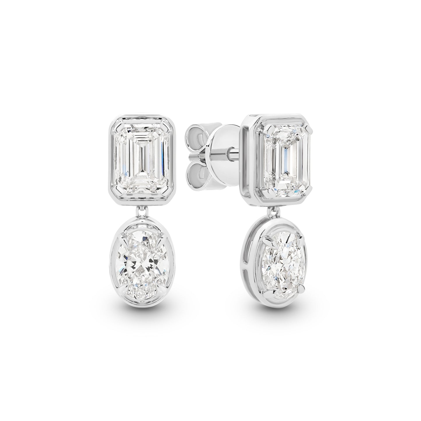 9kt Gold 2.4ct LG Mixed Cut Bezel Stud Earrings