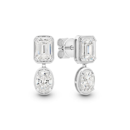 9kt Gold 2.4ct LG Mixed Cut Bezel Stud Earrings