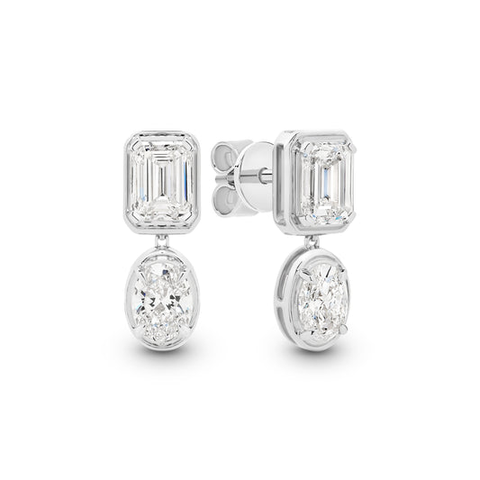 9kt Gold 2.4ct LG Mixed Cut Bezel Stud Earrings
