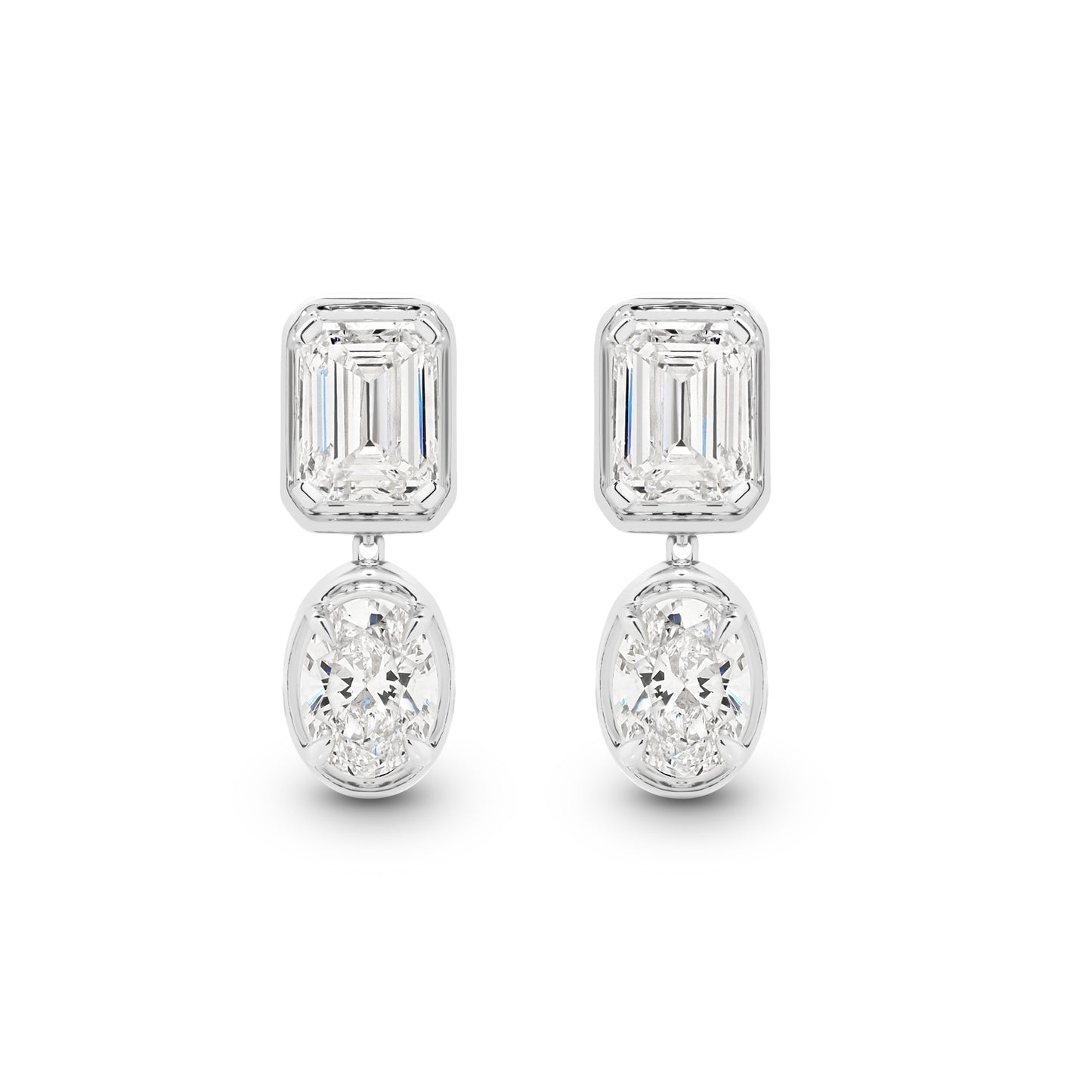 9kt Gold 2.4ct LG Mixed Cut Bezel Stud Earrings