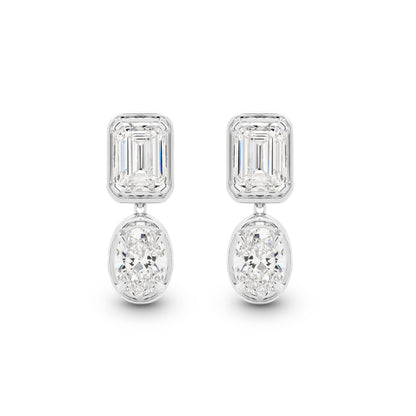 9kt Gold 2.4ct LG Mixed Cut Bezel Stud Earrings