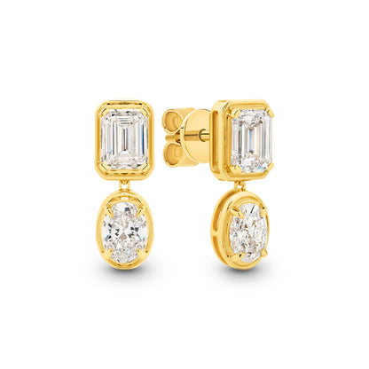9kt Gold 2.4ct LG Mixed Cut Bezel Stud Earrings