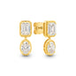 9kt Gold 2.4ct LG Mixed Cut Bezel Stud Earrings