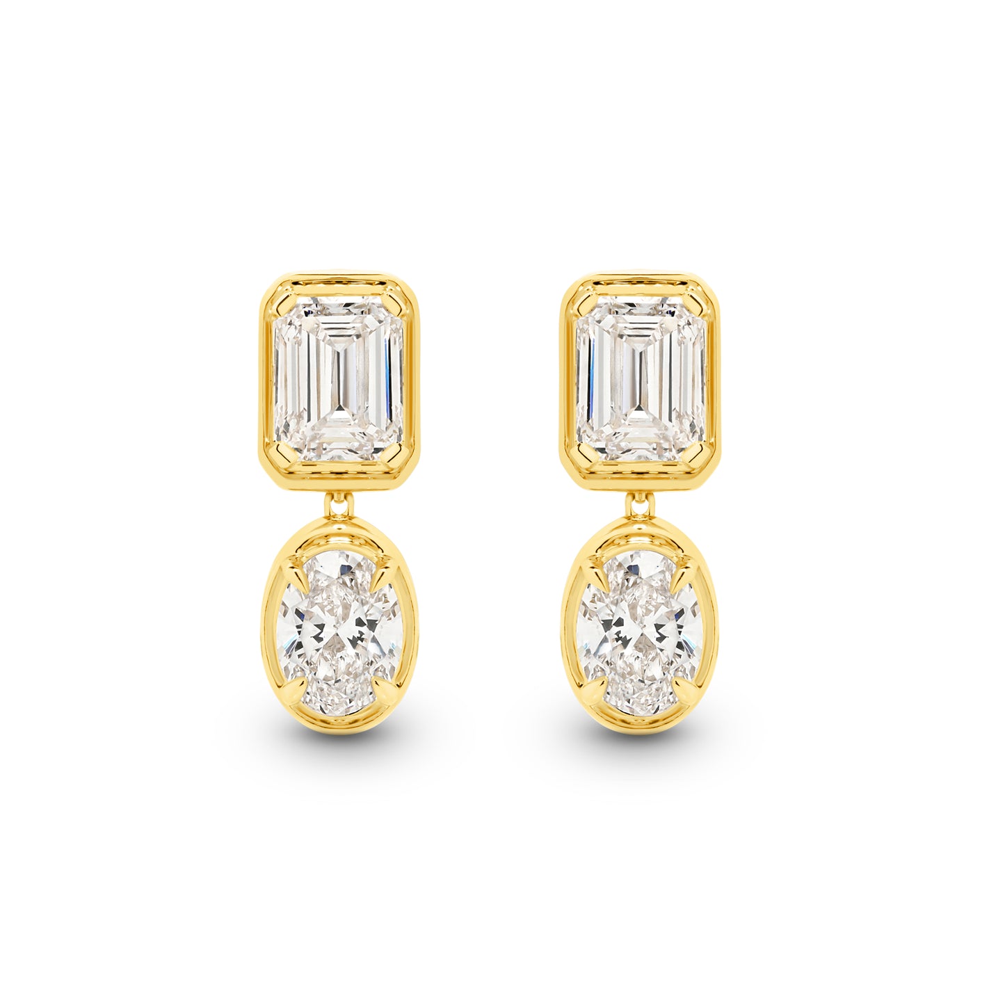 9kt Gold 2.4ct LG Mixed Cut Bezel Stud Earrings